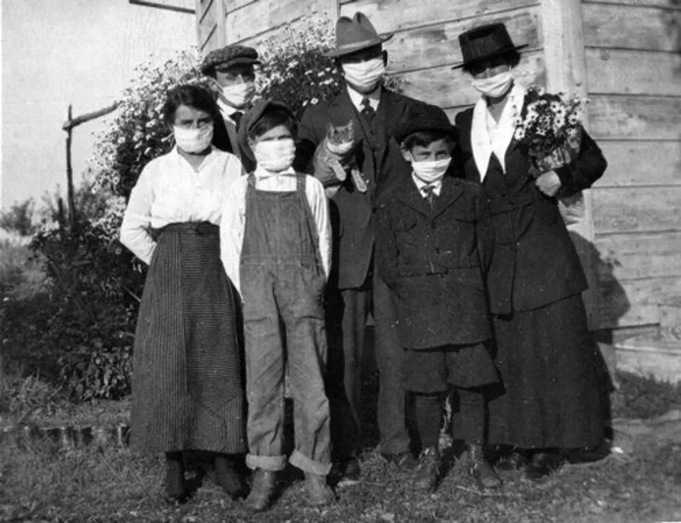 Photo of a family during the Spanish Flu, 1918. Credit: Wikimedia Commons