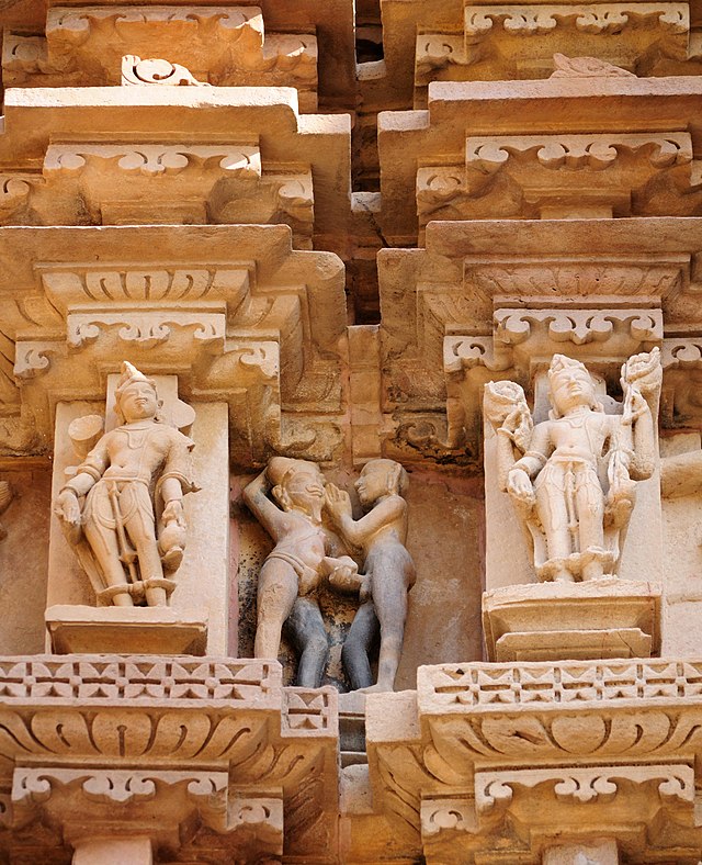 Image of Khajuraho Sculptures. Credit: Wikimedia Commons.